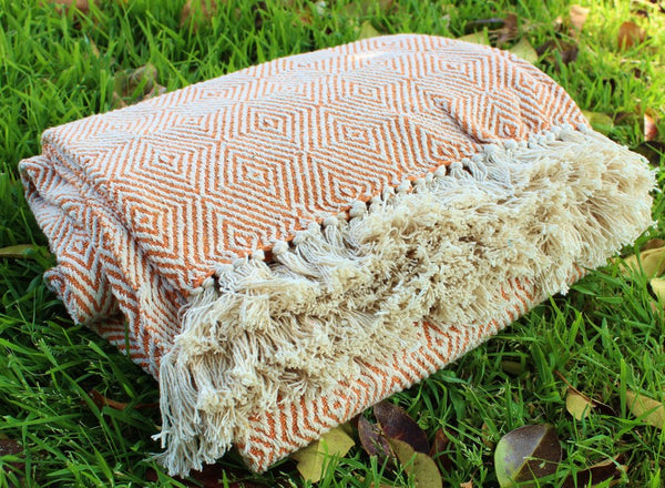 Orange Geo Cotton Blanket