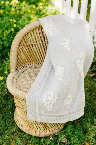 Knit Gray Cactus Blanket