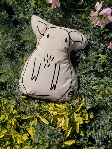 Embroidered Piggy pillow